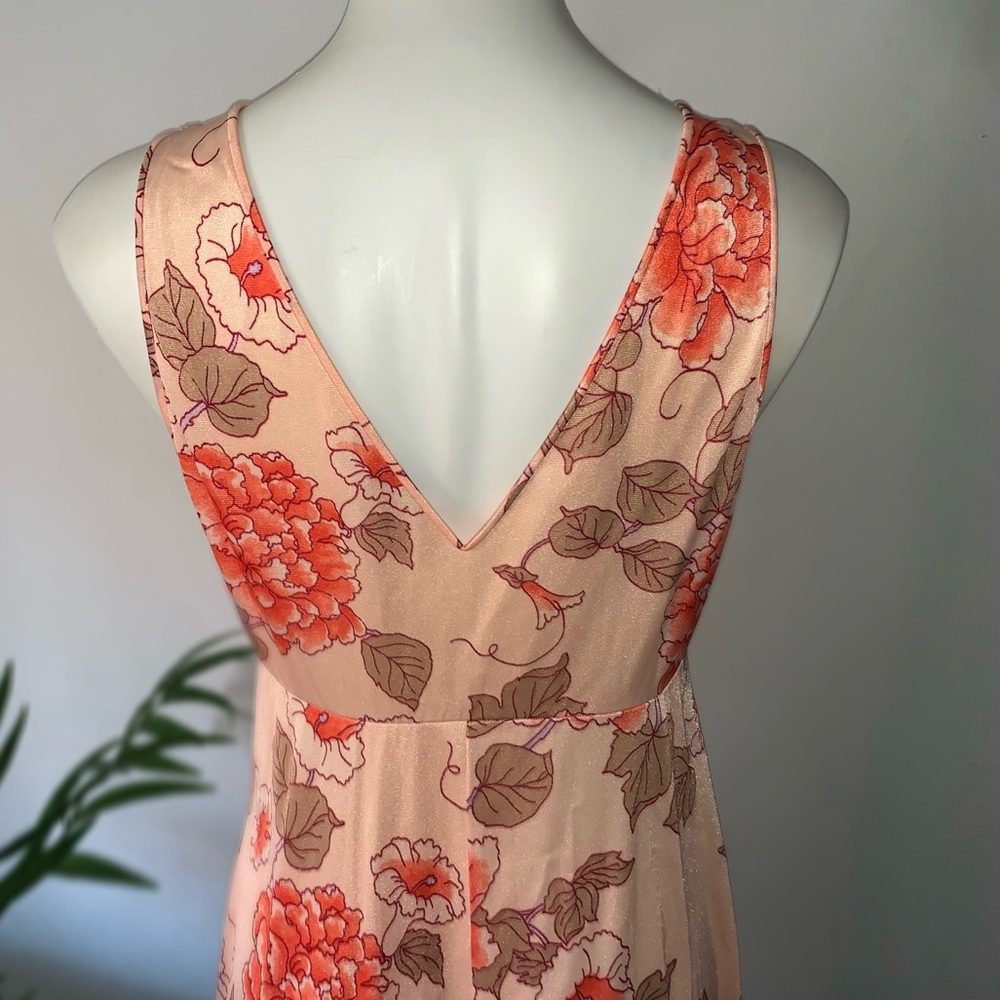 v i n t a g e :: Set Floral Long Satin Nylon Peignoir Slip Dress Robe - Picture 3 of 16
